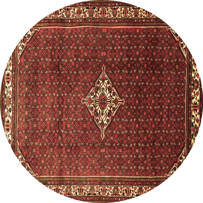 Round Machine Washable Persian Brown Traditional Rug, wshtr1379brn