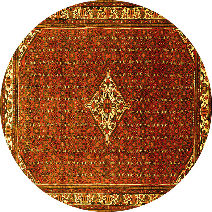 Round Machine Washable Persian Yellow Traditional Rug, wshtr1379yw