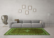 Machine Washable Persian Green Traditional Area Rugs in a Living Room,, wshtr1379grn