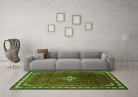 Machine Washable Persian Green Traditional Rug, wshtr1379grn