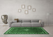 Machine Washable Persian Emerald Green Traditional Area Rugs in a Living Room,, wshtr1379emgrn