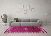 Machine Washable Persian Pink Traditional Rug, wshtr1379pnk