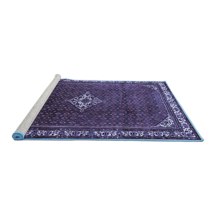 Sideview of Machine Washable Persian Blue Traditional Rug, wshtr1379blu