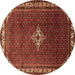 Round Persian Brown Traditional Rug, tr1379brn