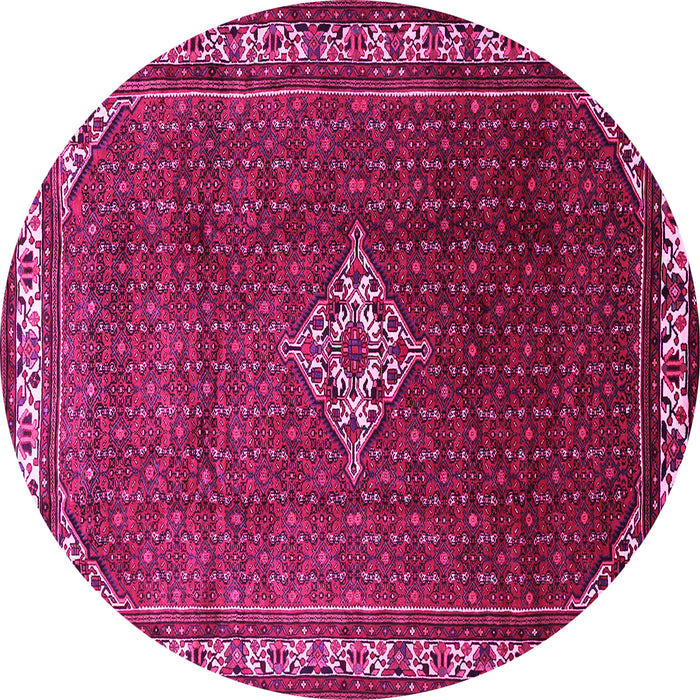 Round Machine Washable Persian Pink Traditional Rug, wshtr1379pnk