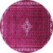 Round Machine Washable Persian Pink Traditional Rug, wshtr1379pnk