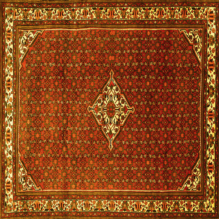 Square Machine Washable Persian Yellow Traditional Rug, wshtr1379yw