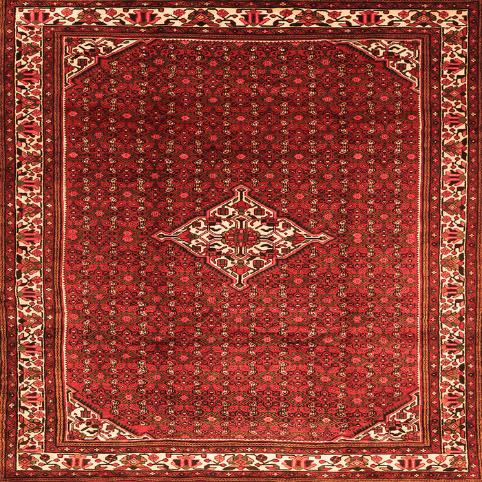 Round Machine Washable Persian Orange Traditional Area Rugs, wshtr1379org