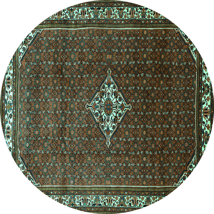 Round Machine Washable Persian Turquoise Traditional Area Rugs, wshtr1379turq
