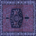 Square Machine Washable Persian Blue Traditional Rug, wshtr137blu