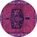 Round Machine Washable Persian Purple Traditional Area Rugs, wshtr137pur