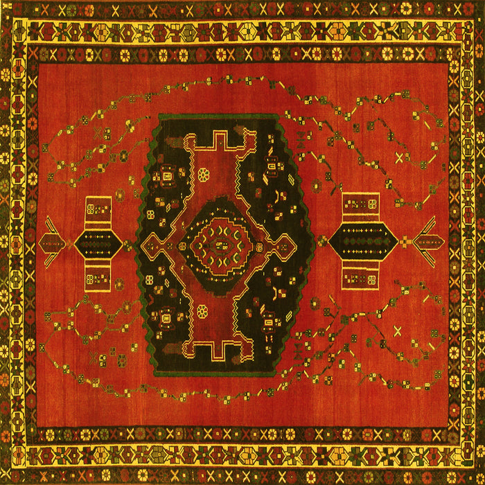 Square Persian Yellow Traditional Rug, tr137yw