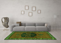 Machine Washable Persian Green Traditional Rug, wshtr137grn