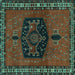 Square Machine Washable Persian Turquoise Traditional Area Rugs, wshtr137turq