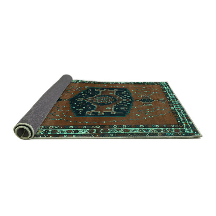 Sideview of Persian Turquoise Traditional Rug, tr137turq