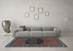 Machine Washable Persian Light Blue Traditional Rug in a Living Room, wshtr137lblu
