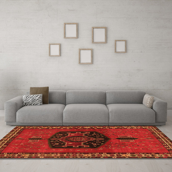 Machine Washable Persian Orange Traditional Area Rugs in a Living Room, wshtr137org