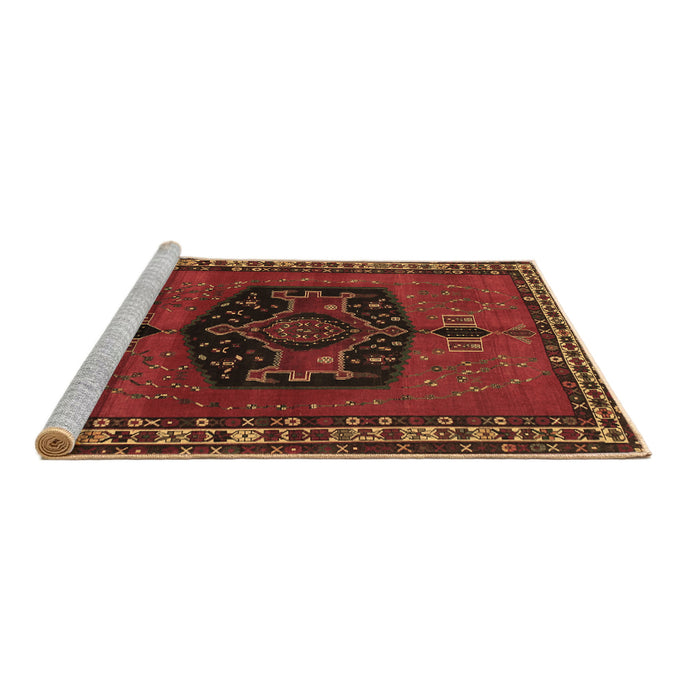 Sideview of Machine Washable Persian Brown Traditional Rug, wshtr137brn