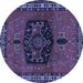 Round Machine Washable Persian Blue Traditional Rug, wshtr137blu