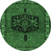 Round Persian Emerald Green Traditional Rug, tr137emgrn
