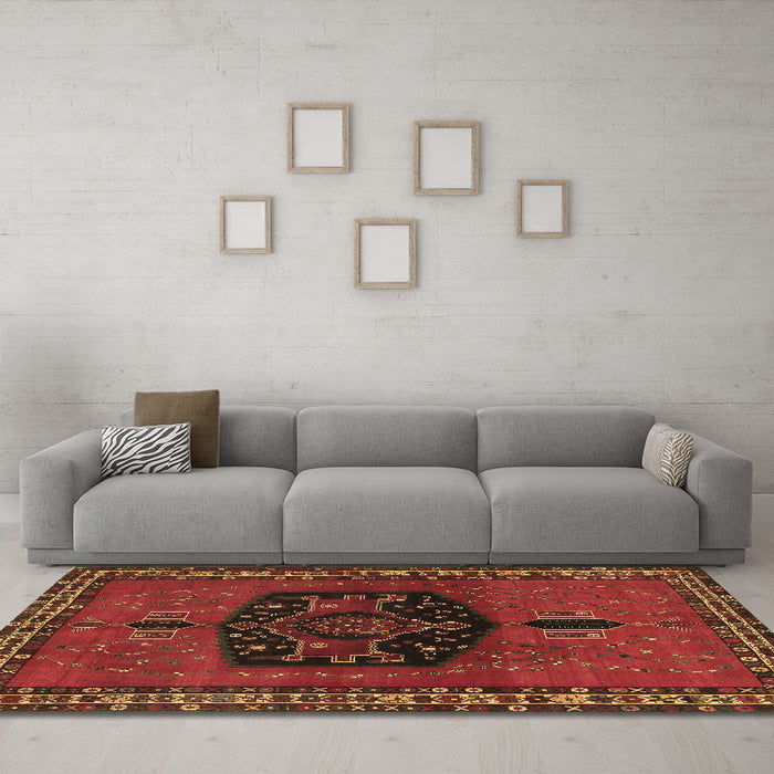 Machine Washable Persian Brown Traditional Rug in a Living Room,, wshtr137brn