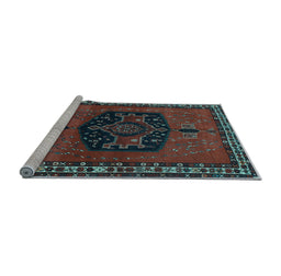 Sideview of Machine Washable Persian Light Blue Traditional Rug, wshtr137lblu