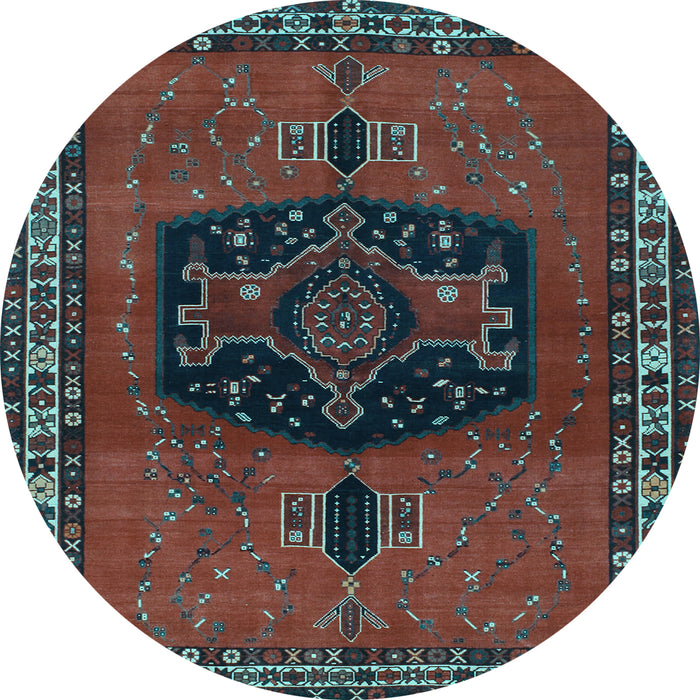 Round Persian Light Blue Traditional Rug, tr137lblu