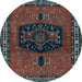 Round Persian Light Blue Traditional Rug, tr137lblu