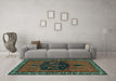 Machine Washable Persian Turquoise Traditional Area Rugs in a Living Room,, wshtr137turq