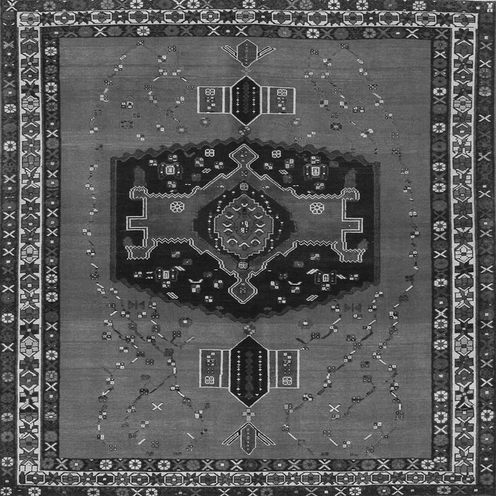 Round Machine Washable Persian Gray Traditional Rug, wshtr137gry