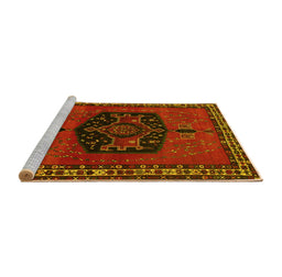 Sideview of Machine Washable Persian Yellow Traditional Rug, wshtr137yw