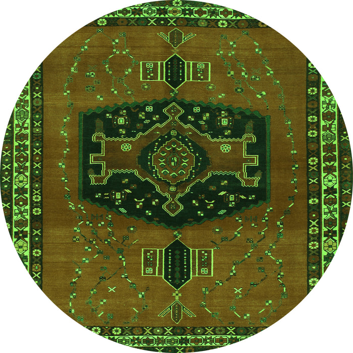 Square Persian Green Traditional Rug, tr137grn