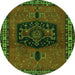 Square Persian Green Traditional Rug, tr137grn
