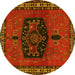 Round Persian Yellow Traditional Rug, tr137yw