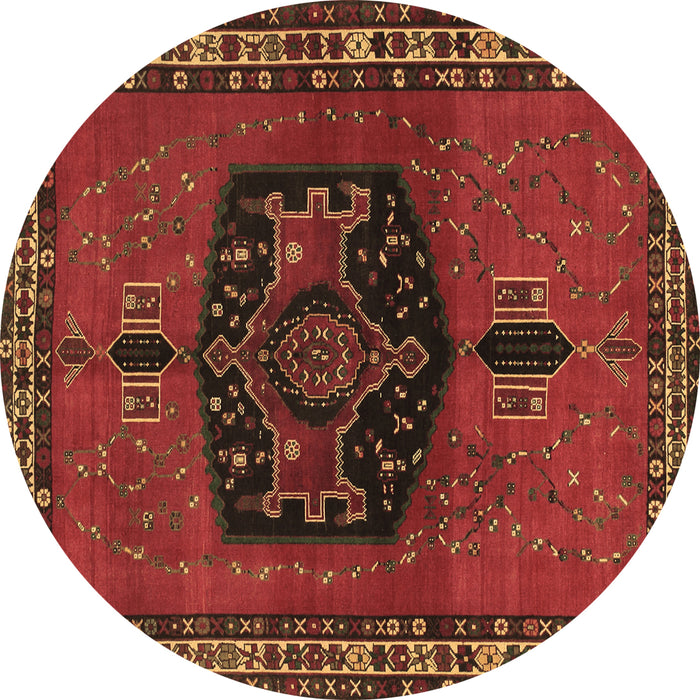 Round Persian Brown Traditional Rug, tr137brn