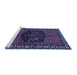 Sideview of Machine Washable Persian Blue Traditional Rug, wshtr137blu