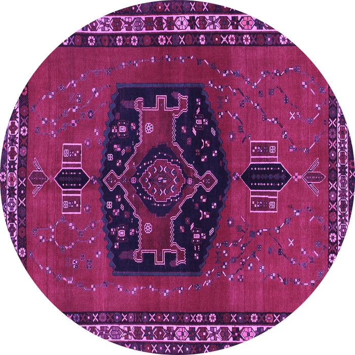 Round Persian Purple Traditional Rug, tr137pur