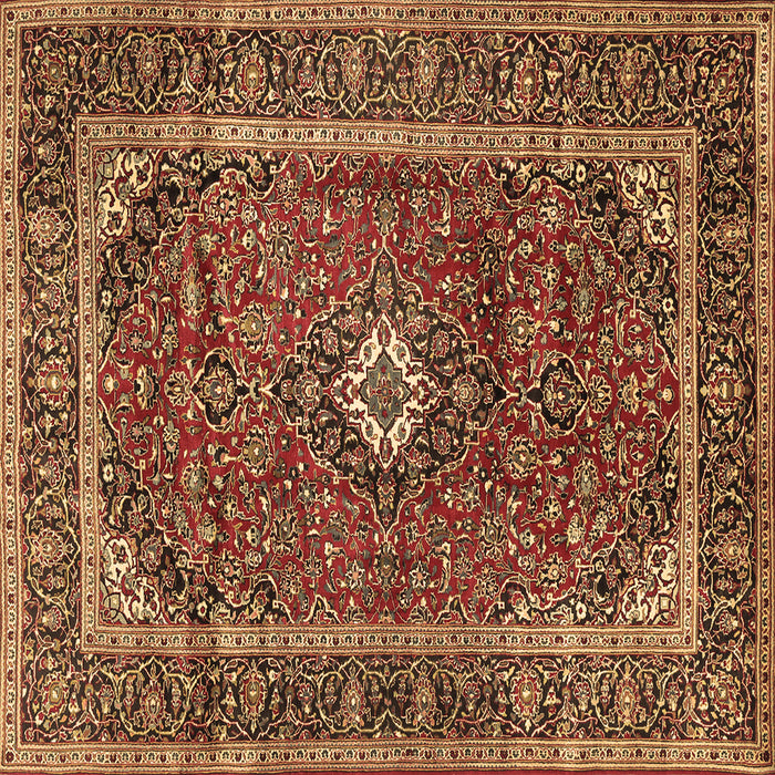 Square Machine Washable Persian Brown Traditional Rug, wshtr1380brn