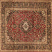 Square Machine Washable Persian Brown Traditional Rug, wshtr1380brn