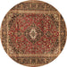 Round Machine Washable Persian Brown Traditional Rug, wshtr1380brn