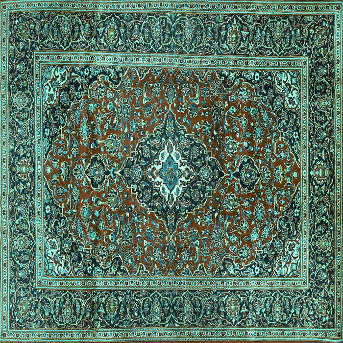 Square Machine Washable Persian Turquoise Traditional Area Rugs, wshtr1380turq