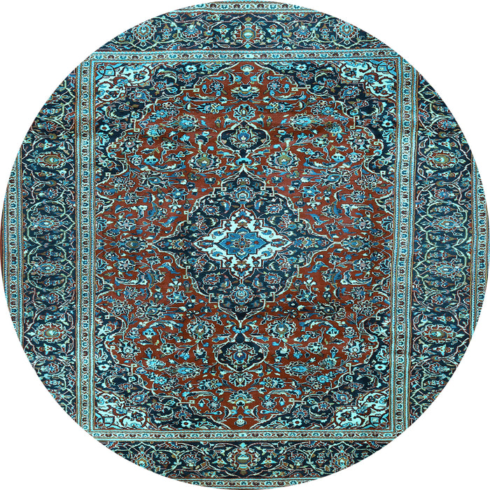 Round Machine Washable Persian Light Blue Traditional Rug, wshtr1380lblu