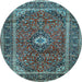 Round Machine Washable Persian Light Blue Traditional Rug, wshtr1380lblu