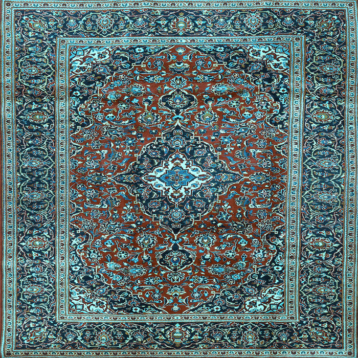 Square Machine Washable Persian Light Blue Traditional Rug, wshtr1380lblu