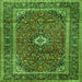 Round Machine Washable Persian Green Traditional Area Rugs, wshtr1380grn