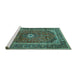 Sideview of Machine Washable Persian Turquoise Traditional Area Rugs, wshtr1380turq