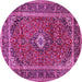 Round Machine Washable Persian Pink Traditional Rug, wshtr1380pnk