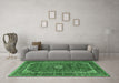 Machine Washable Persian Emerald Green Traditional Area Rugs in a Living Room,, wshtr1380emgrn