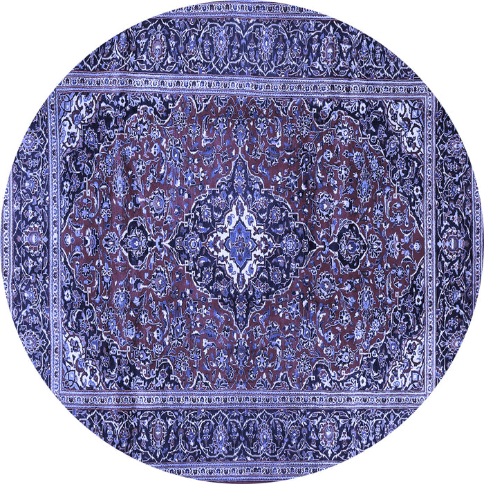 Round Machine Washable Persian Blue Traditional Rug, wshtr1380blu