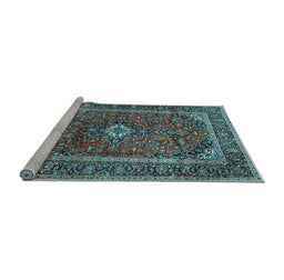 Sideview of Machine Washable Persian Light Blue Traditional Rug, wshtr1380lblu